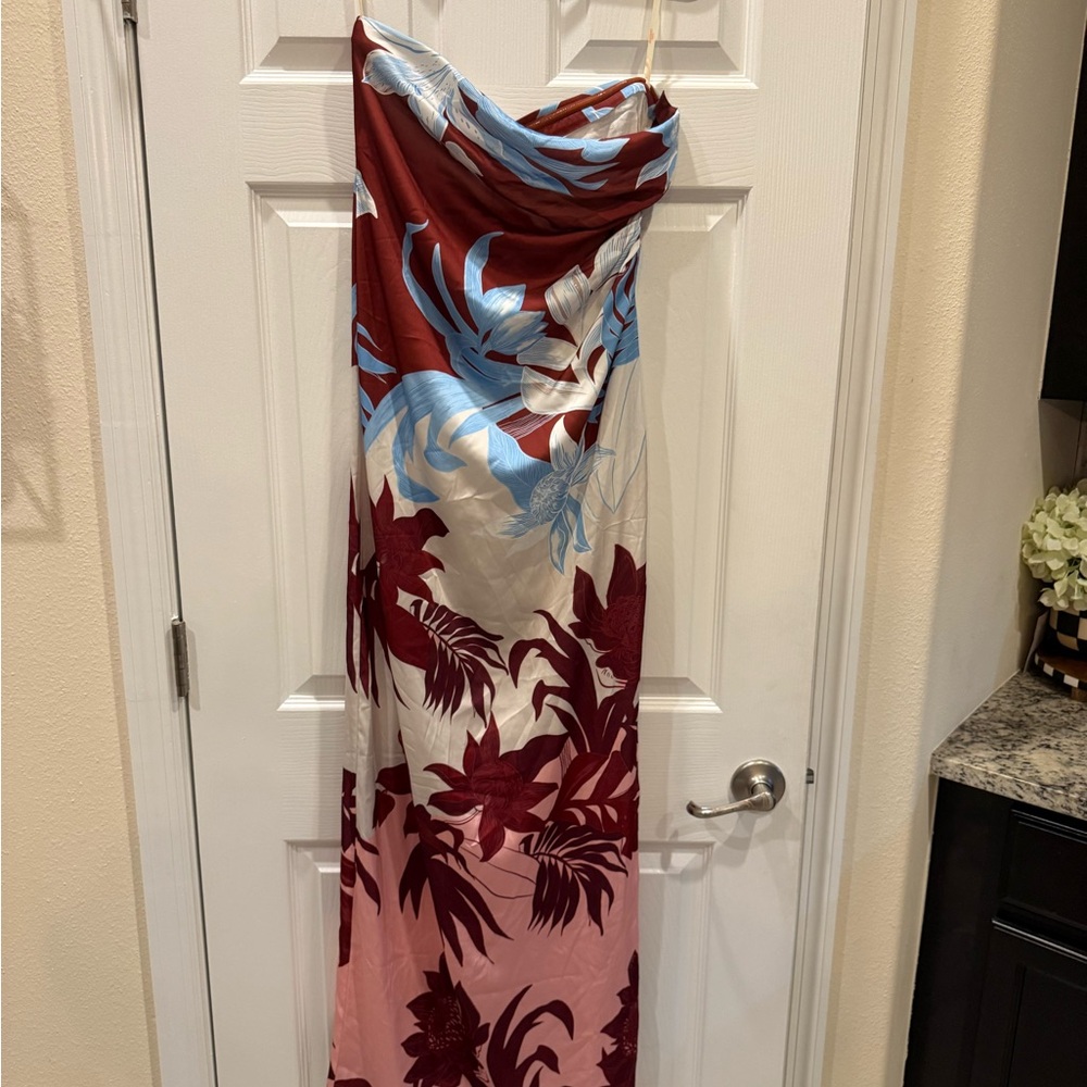 Rococo Sand Floral Maxi Dress in Burgundy, Light Blue, Cream, Pink